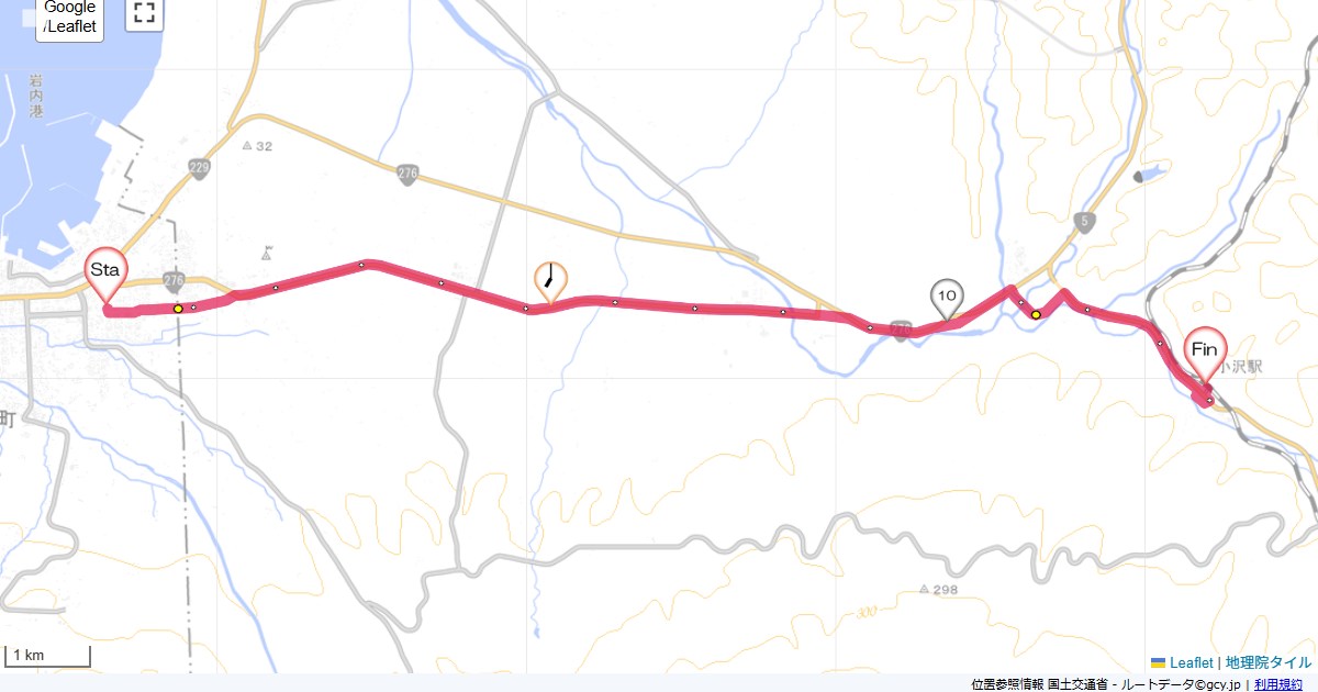 岩内から小沢ホテルいのう,小沢駅,サイクリング,地図,記録,自転車