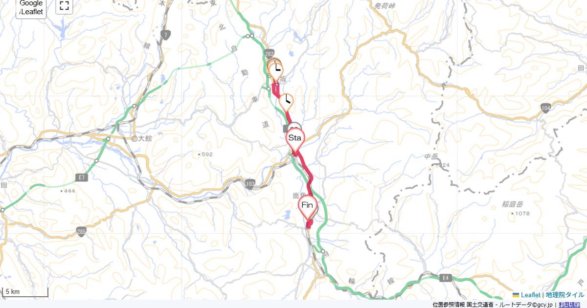 小坂町十和田南駅,お宿ちとせ,サイクリング,地図,記録,自転車