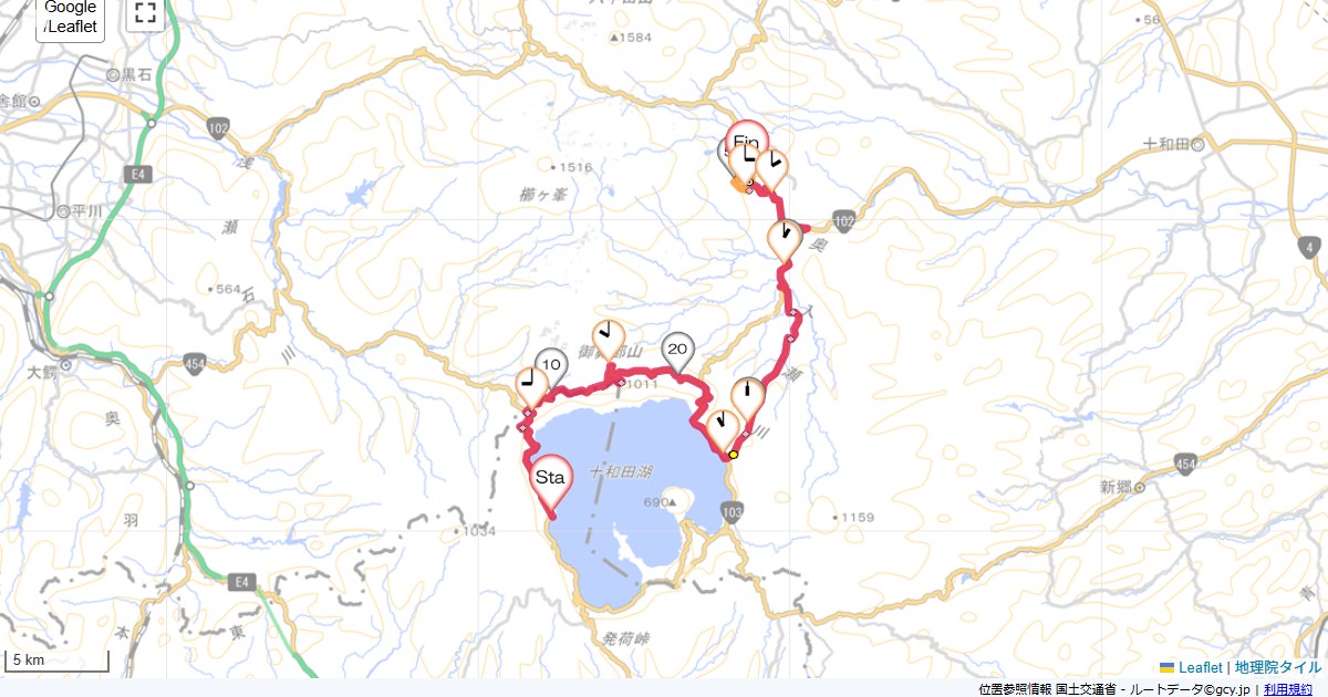 十和田湖・奥入瀬渓流十和田プリンスホテル,十和田市奥瀬,サイクリング,地図,記録,自転車