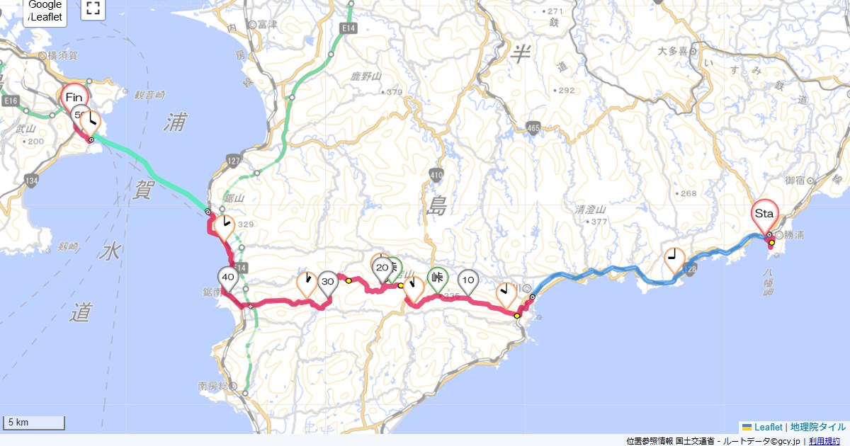 嶺岡林道勝浦ホテル三日月,久里浜駅,サイクリング,地図,記録,自転車