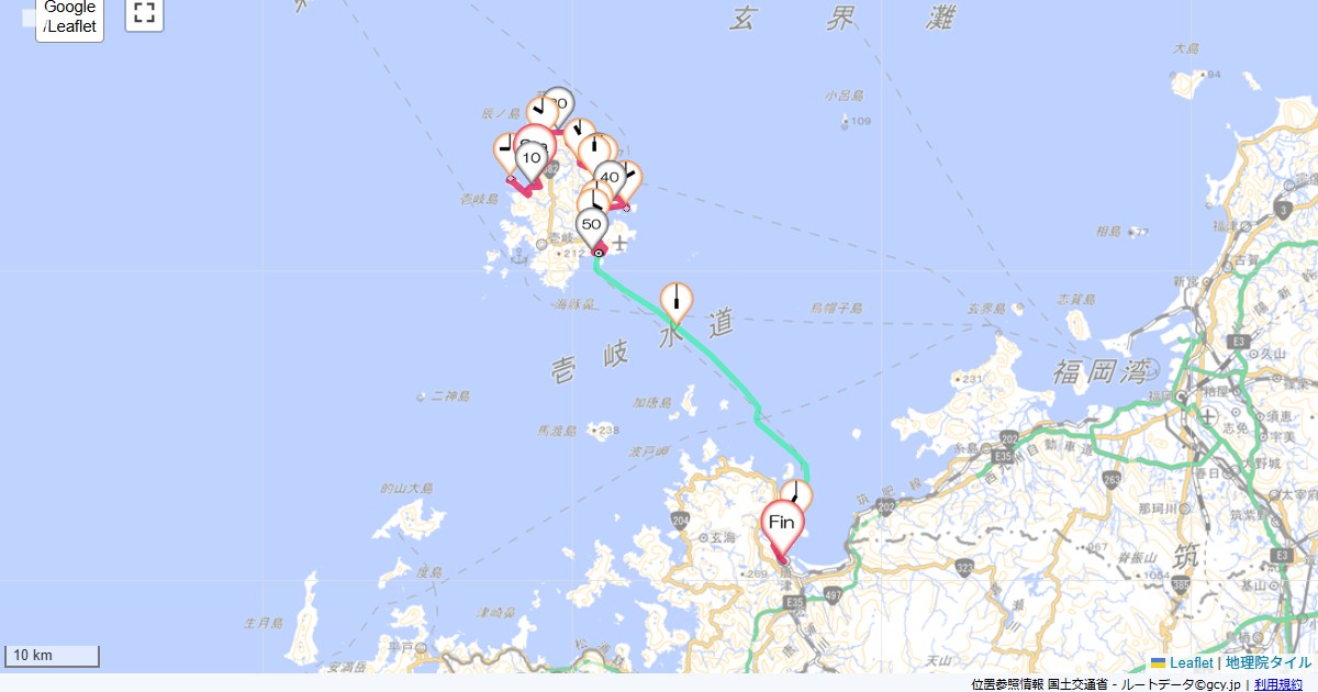 壱岐島壱岐島荘,唐津第一ホテル,サイクリング,地図,記録,自転車