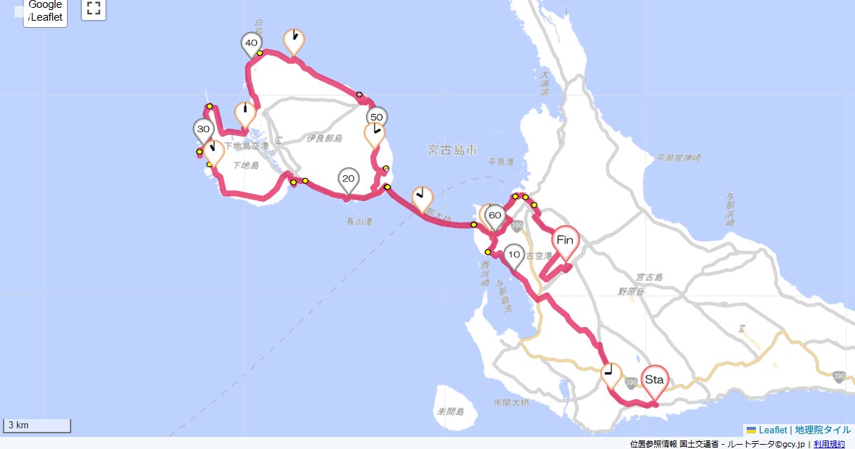 宮古島3日目シギラベイサイドスイートアラマンダ,宮古空港,サイクリング,地図,記録,自転車