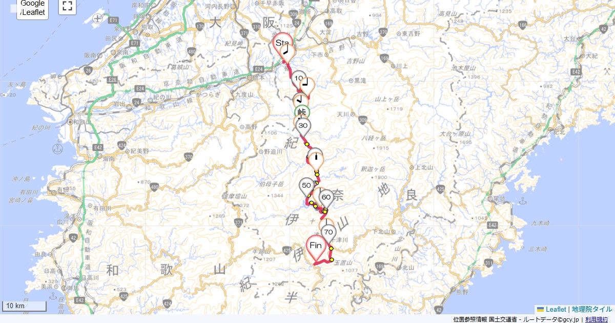 紀伊半島2日目リバーサイドホテル,吉乃屋,サイクリング,地図,記録,自転車