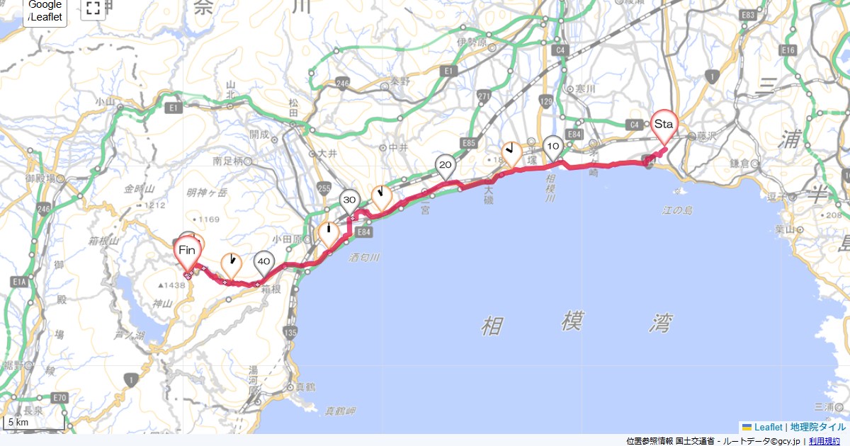 藤沢から小涌園藤沢市本鵠沼,箱根町小涌谷,サイクリング,地図,記録,自転車