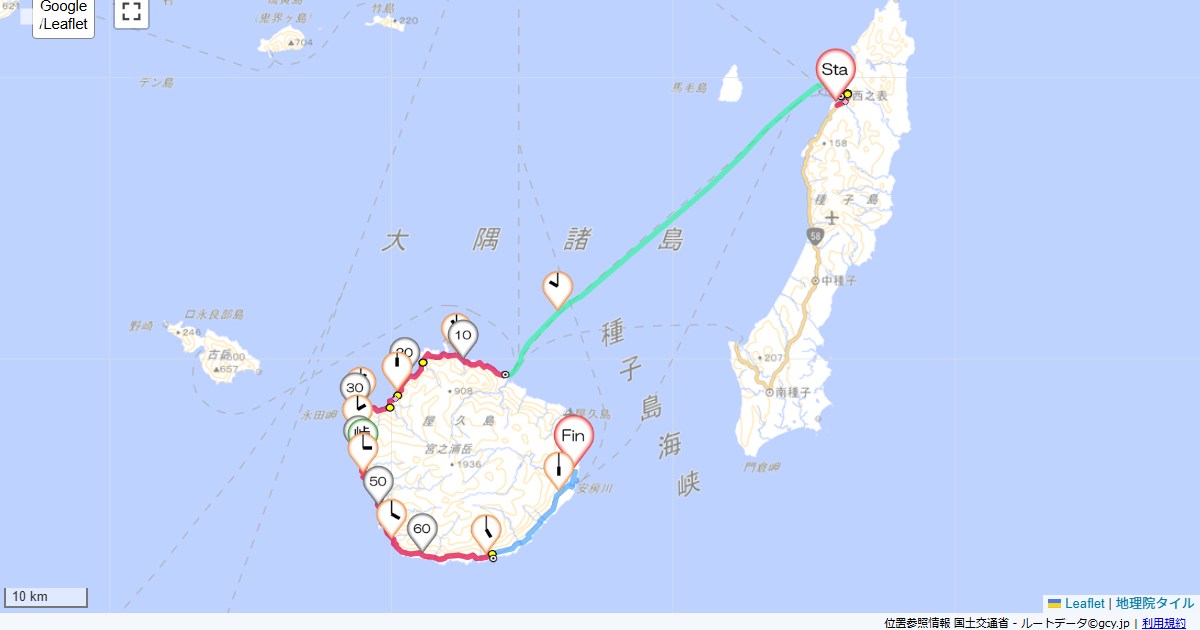 屋久島西部林道レクストン種子島,屋久島町安房,サイクリング,地図,記録,自転車