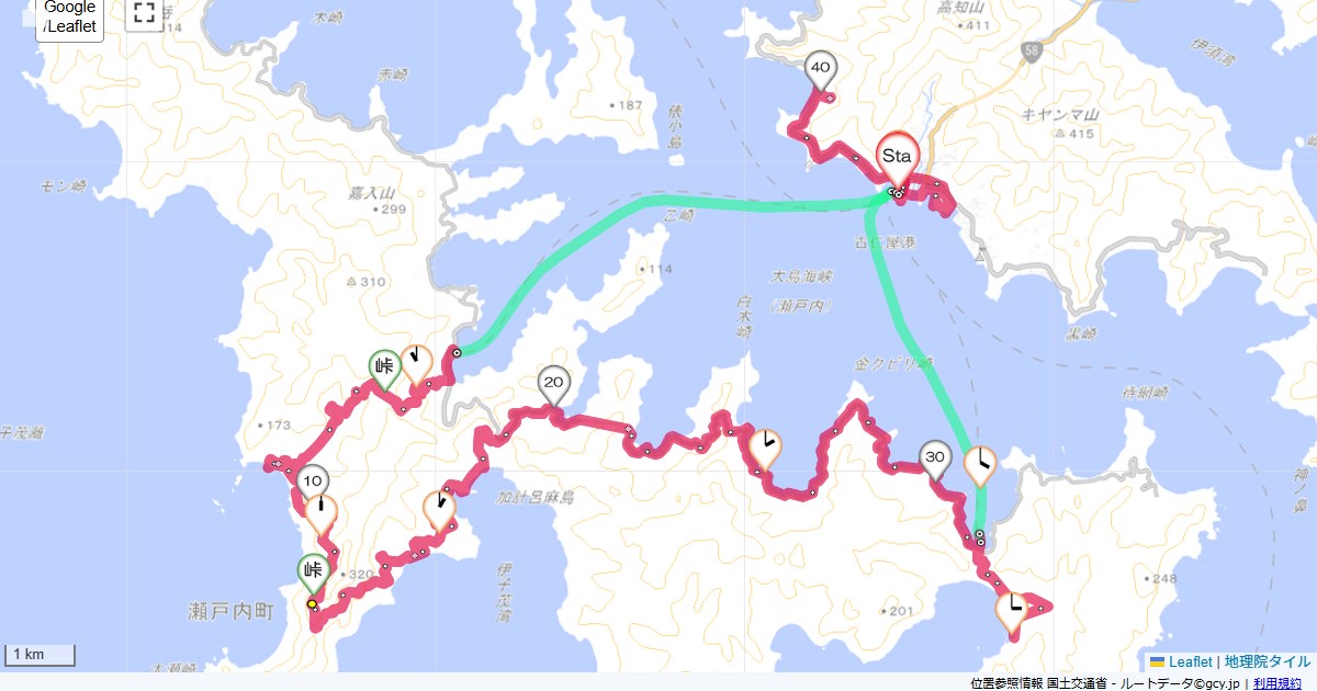 加計呂麻島せとうち海の駅,せとうち海の駅,サイクリング,地図,記録,自転車