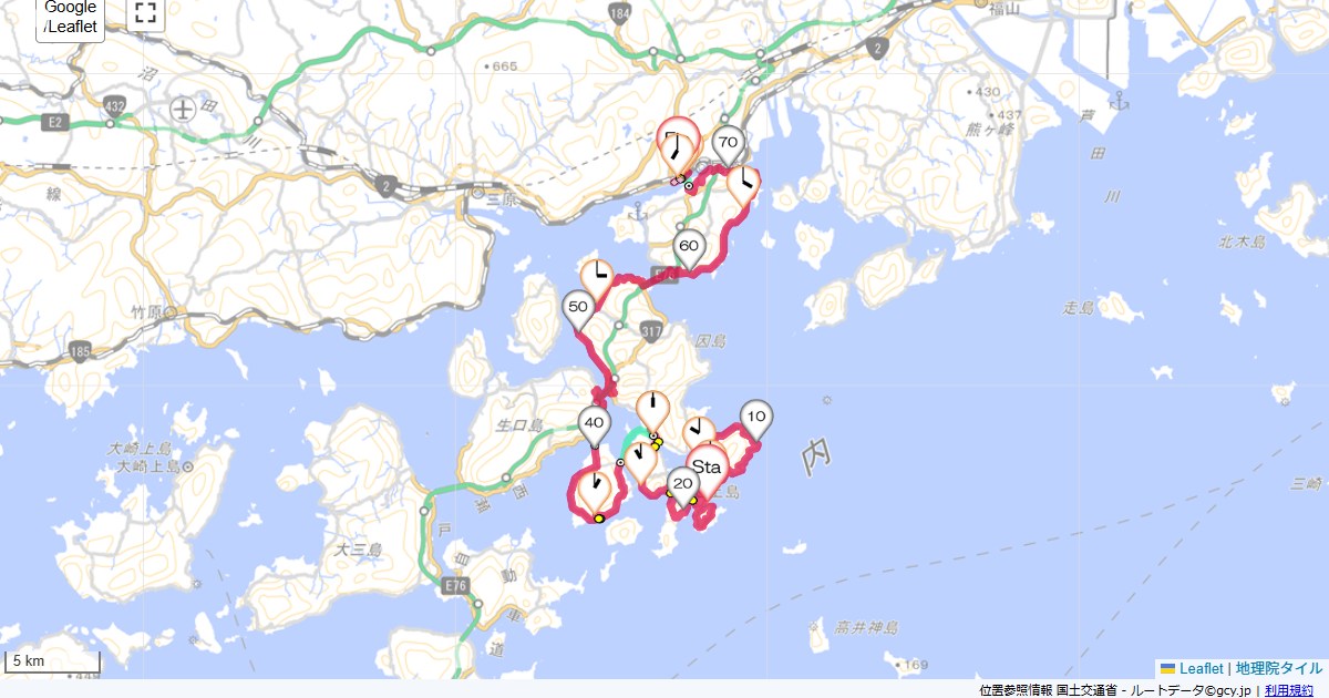 弓削島から尾道インランドシーリゾートフェスパ,グリーンヒルホテル,サイクリング,地図,記録,自転車
