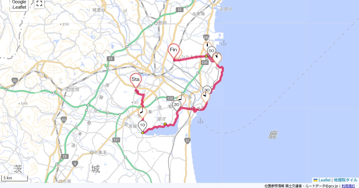 涸沼・ひたちなか海浜公園ルートイン水戸県庁前,勝田駅,サイクリング,地図,記録,自転車