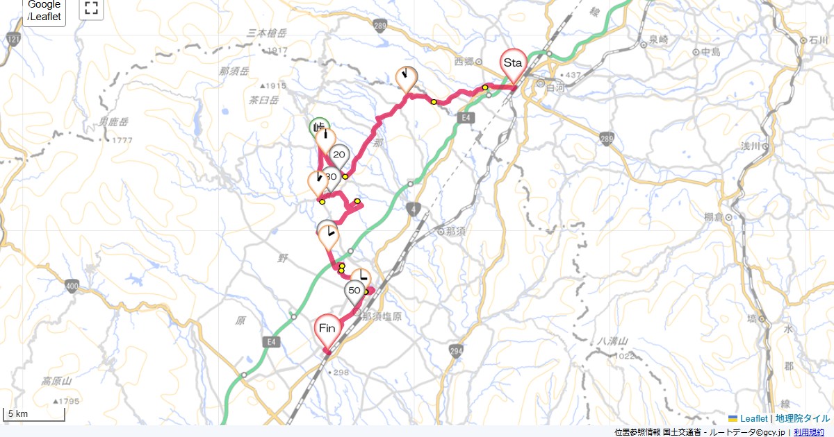 新白河から那須高原・那須塩原新白河駅,那須塩原駅,サイクリング,地図,記録,自転車