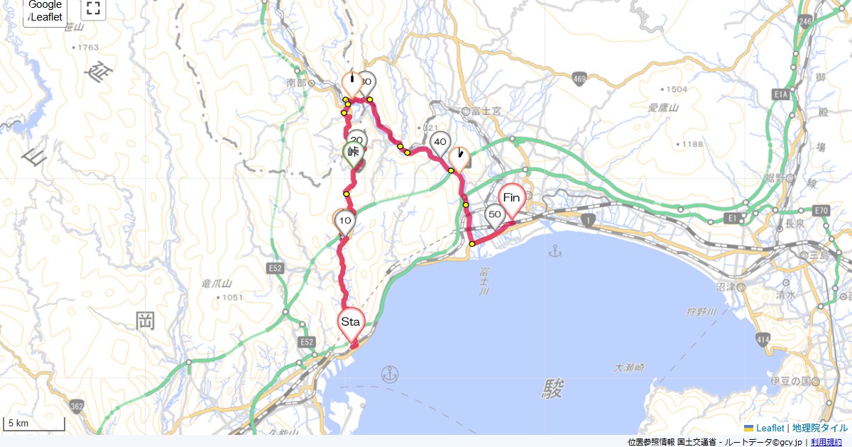 興津から十島、新富士興津駅,新富士駅,サイクリング,地図,記録,自転車