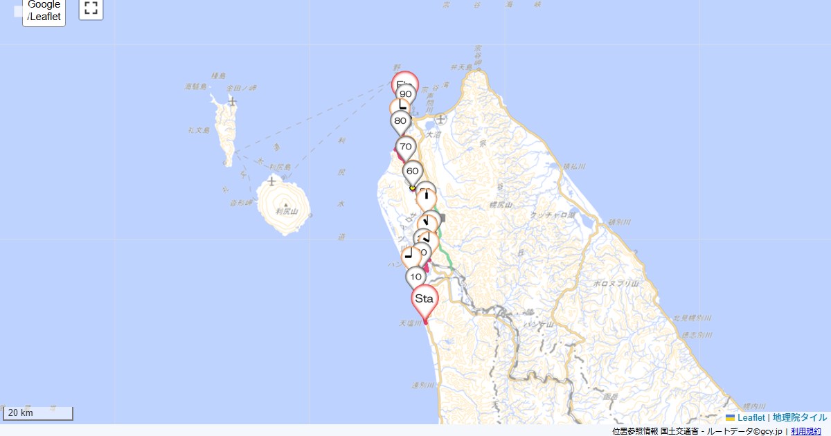 天塩から稚内てしお温泉夕映,ドーミーイン稚内,サイクリング,地図,記録,自転車