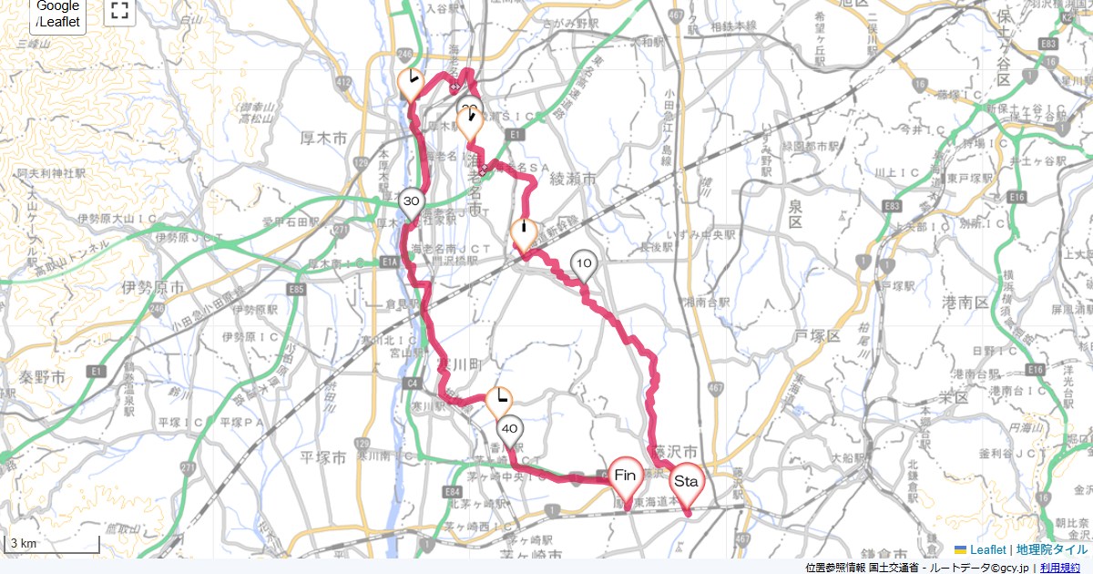 海老名SA藤沢市辻堂元町,藤沢市辻堂新町,サイクリング,地図,記録,自転車