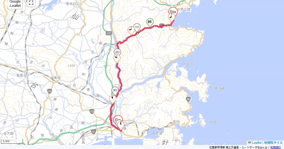 南三陸から石巻南三陸ホテル観洋,石巻市鋳銭場,サイクリング,地図,記録,自転車