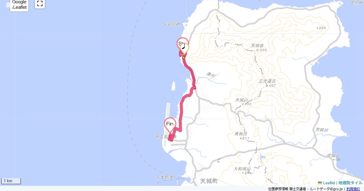 喜界島・徳之島5ホテルサンセットリゾート,徳之島空港,サイクリング,地図,記録,自転車