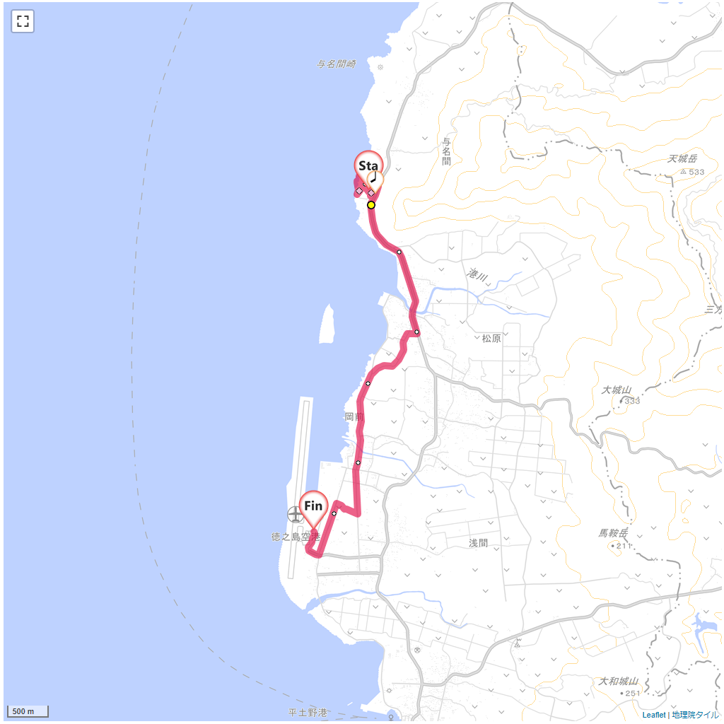喜界島・徳之島5ホテルサンセットリゾート,徳之島空港,サイクリング,地図,記録,自転車