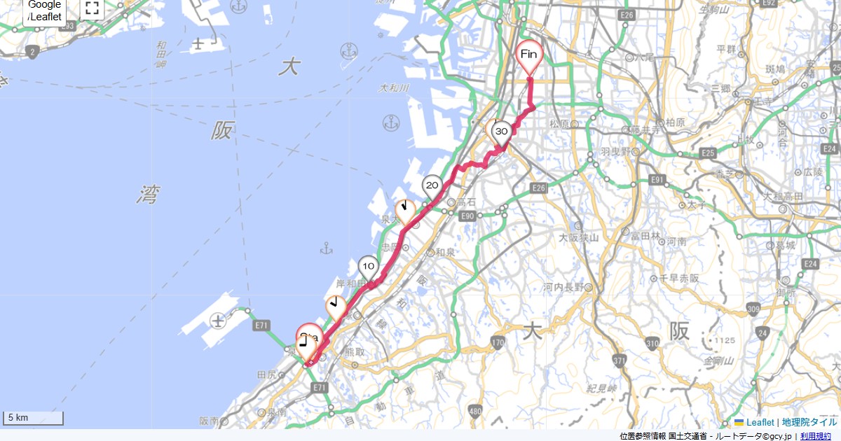 泉佐野から長居関空天然温泉ホテルガーデンパレス,長居駅,サイクリング,地図,記録,自転車