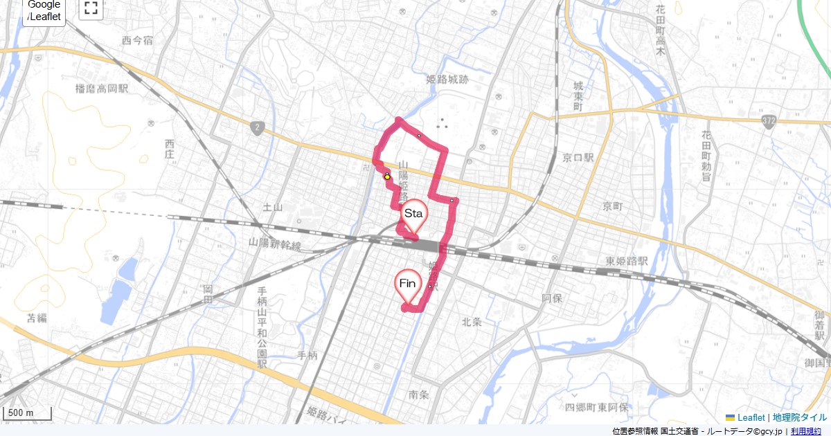 姫路姫路市豆腐町,キャッスルホテル,サイクリング,地図,記録,自転車