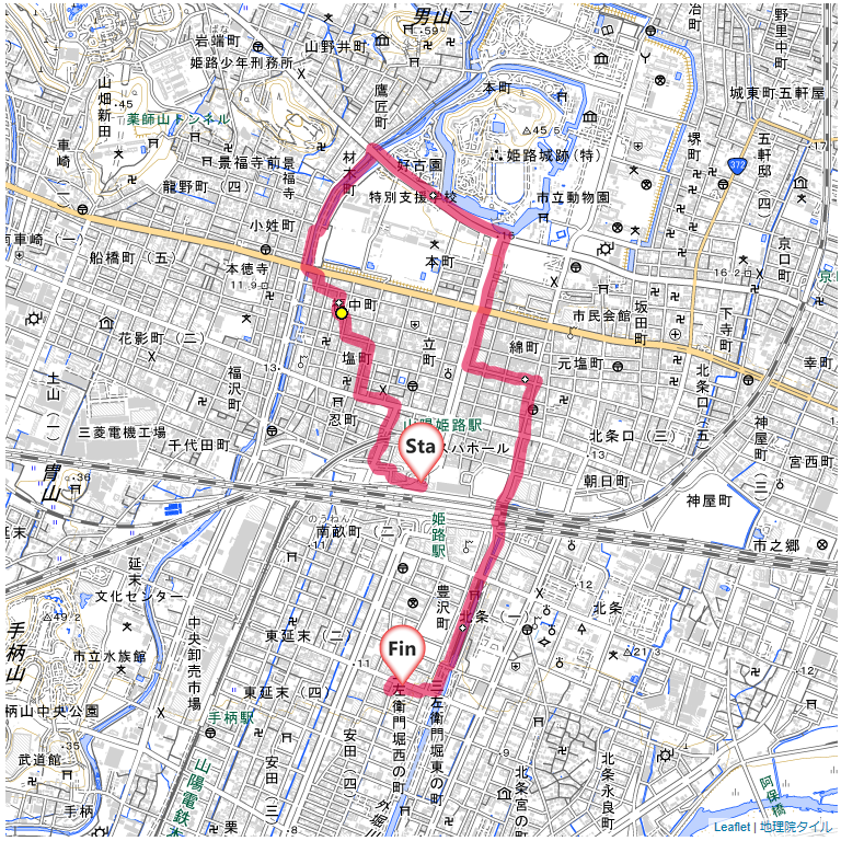 姫路姫路市豆腐町,キャッスルホテル,サイクリング,地図,記録,自転車