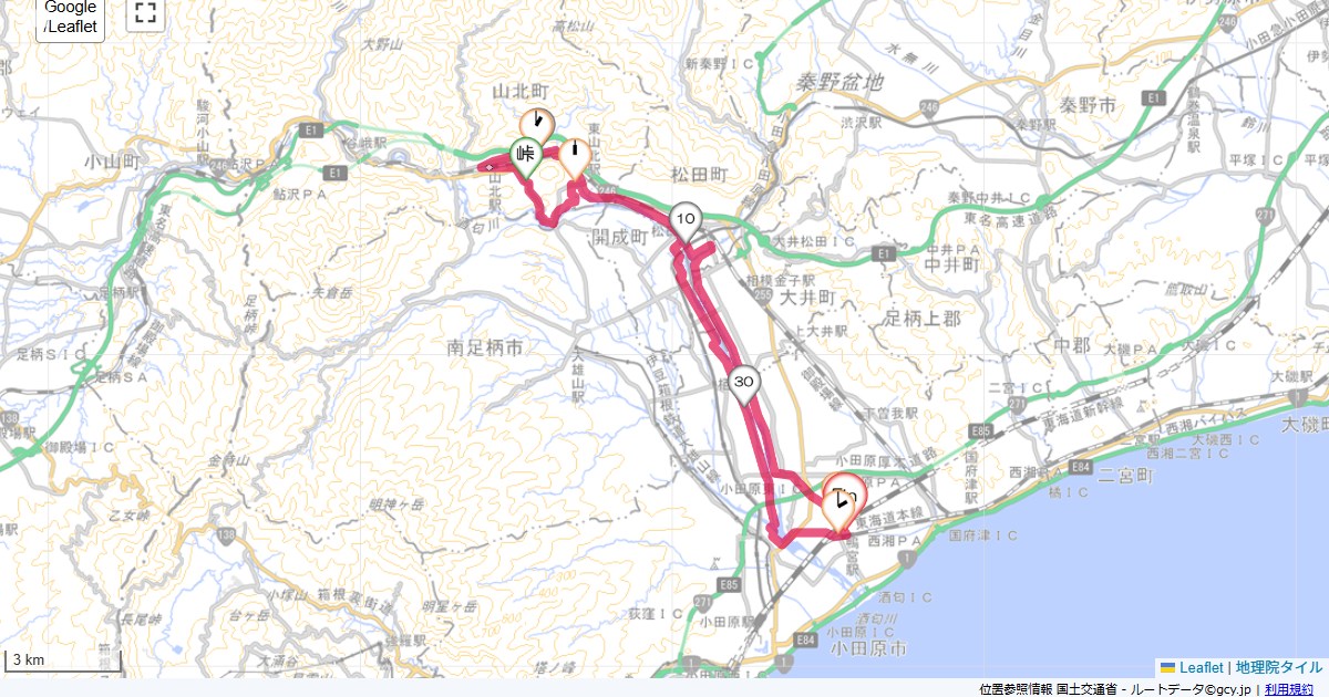 酒匂川・山北小田原市鴨宮,小田原市鴨宮,サイクリング,地図,記録,自転車