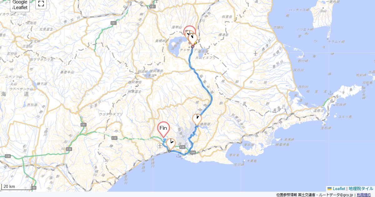 川湯温泉川湯観光ホテル,山花温泉,サイクリング,地図,記録,自転車