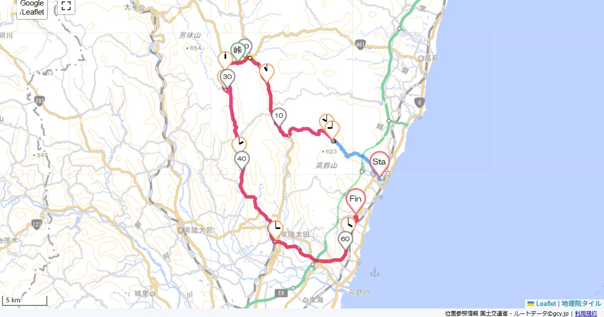 日立・竜神大吊橋・多賀ホテルウィング日立,ルートイン日立多賀,サイクリング,地図,記録,自転車