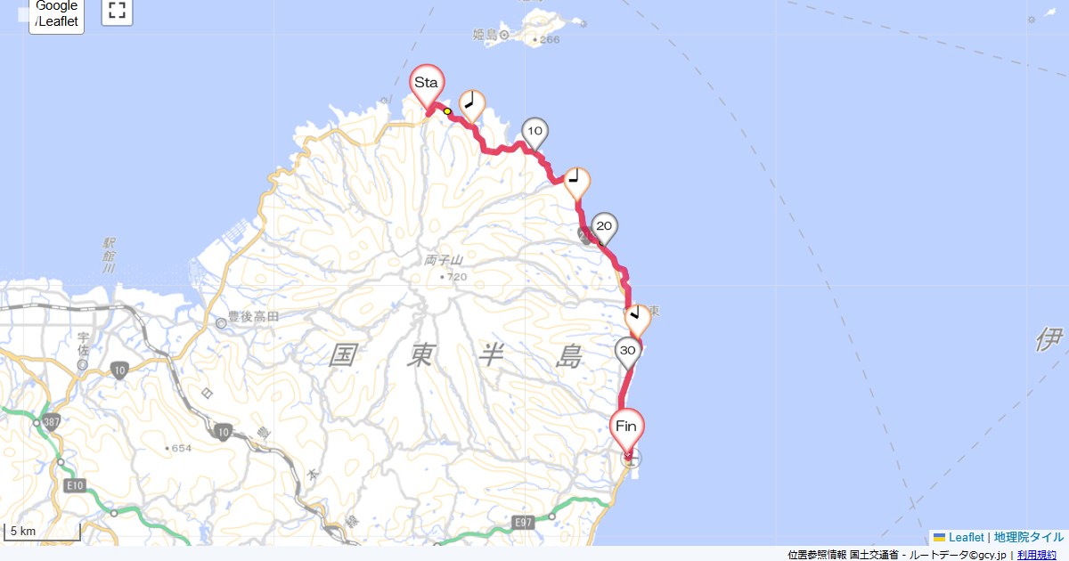 別府国東4三國屋,大分空港,サイクリング,地図,記録,自転車