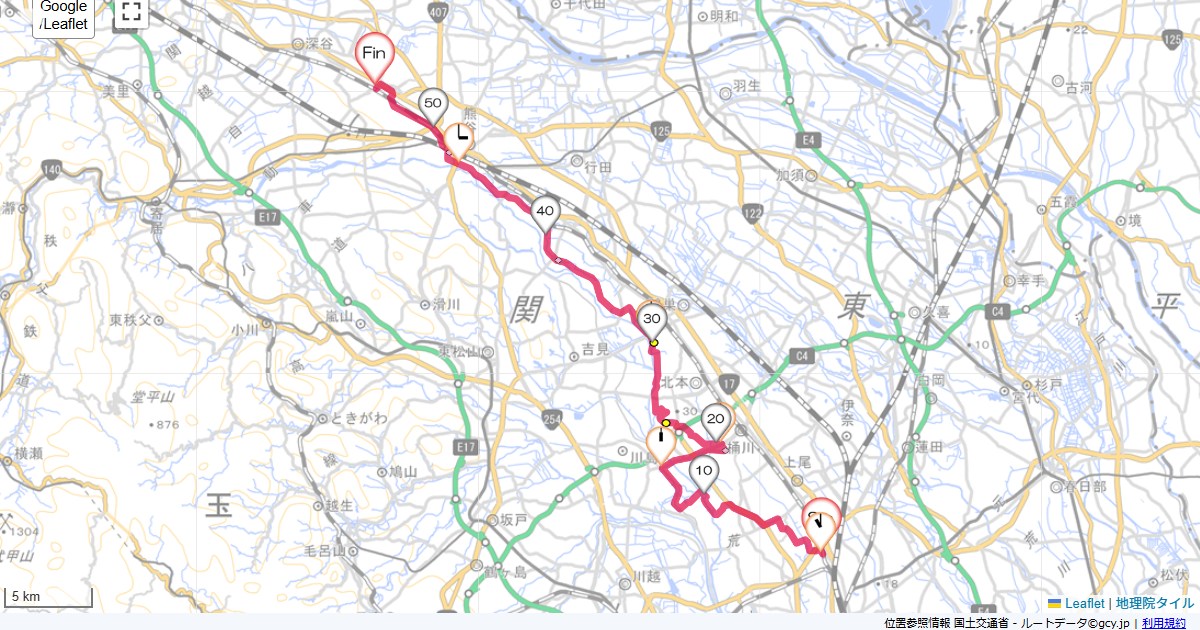 宮原から籠原宮原駅,籠原駅,サイクリング,地図,記録,自転車