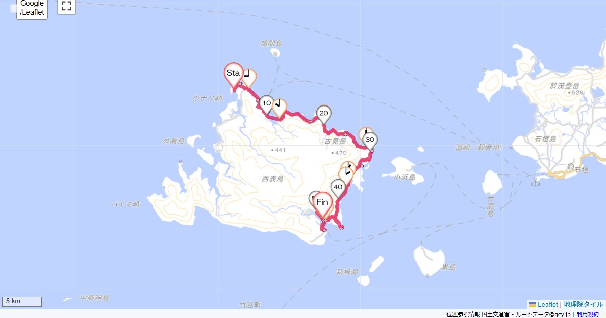 八重山5西表島・仲間崎イルマーレウナリザキ,竹富町南風見仲,サイクリング,地図,記録,自転車