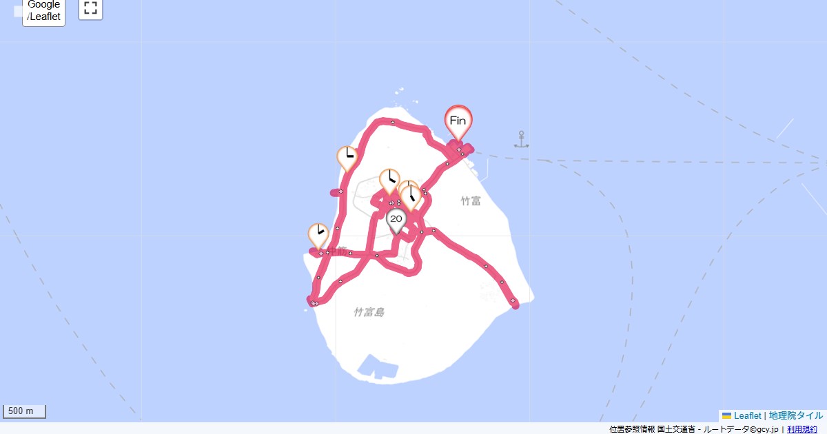 八重山6竹富島竹島港,竹島港,サイクリング,地図,記録,自転車