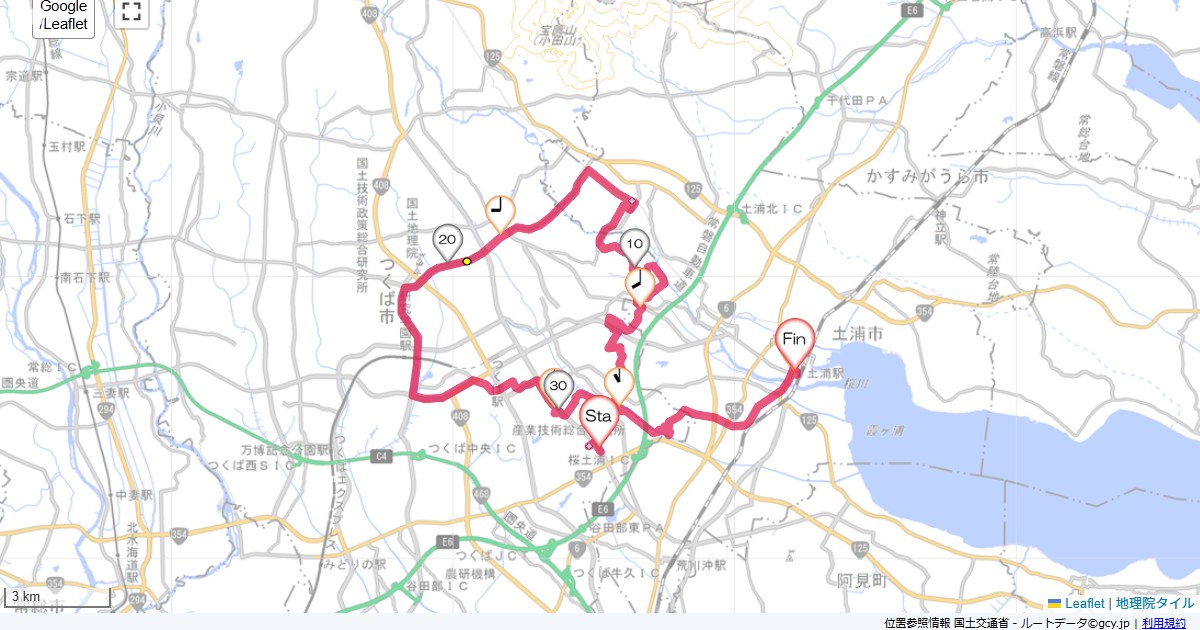 牛久・つくば2つくばヒルズ梅園,土浦駅,サイクリング,地図,記録,自転車