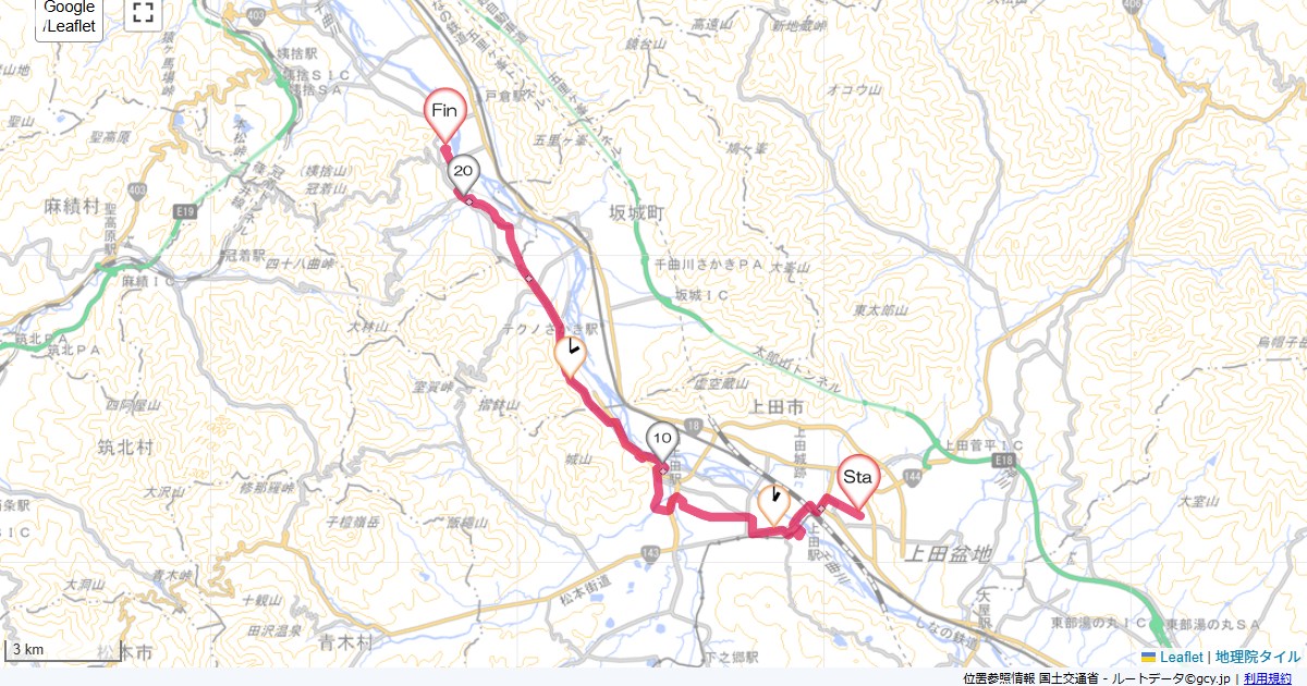 上田から戸倉温泉上田市常田,戸倉上山田温泉清風園,サイクリング,地図,記録,自転車