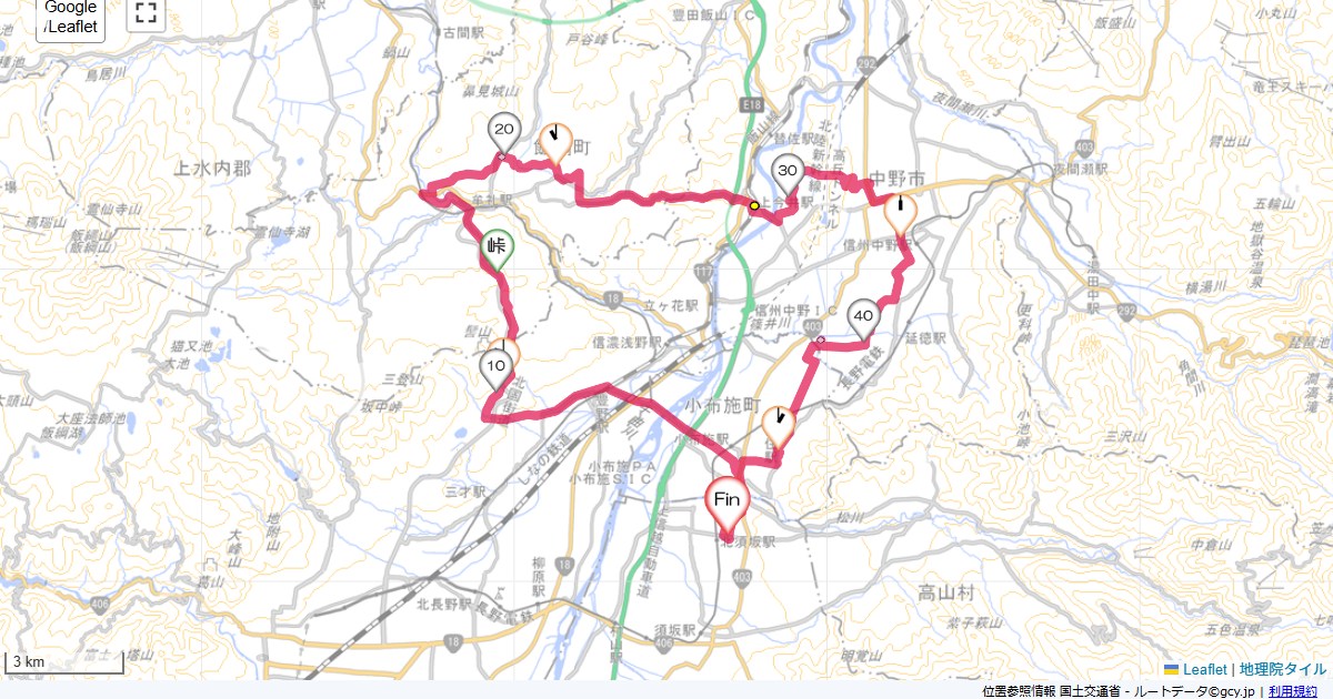 北国街道須坂旭ヶ丘,須坂旭ヶ丘,サイクリング,地図,記録,自転車
