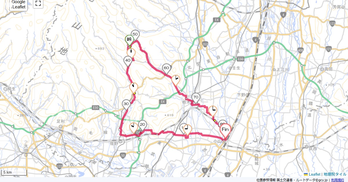 葛生スーパーホテル小山,スーパーホテル小山,サイクリング,地図,記録,自転車