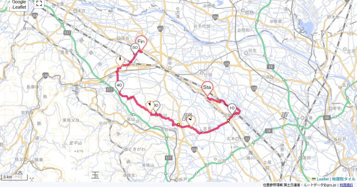 北鴻巣から籠原鴻巣市袋,籠原駅,サイクリング,地図,記録,自転車