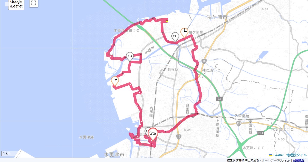 木更津・袖ケ浦ロイヤルガーデン木更津,ロイヤルガーデン木更津,サイクリング,地図,記録,自転車