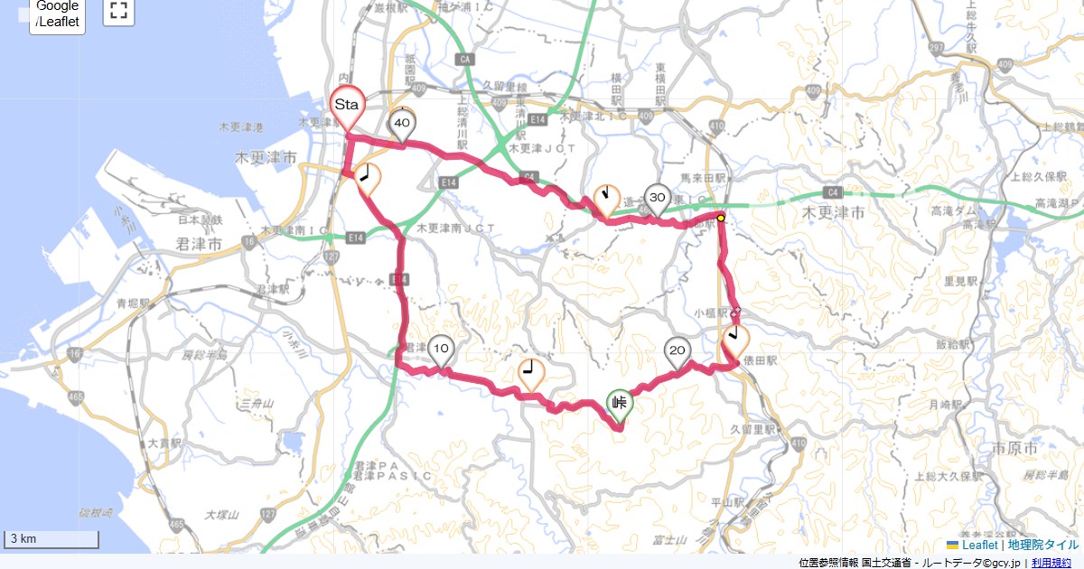 木更津・久留里ロイヤルガーデン木更津,ロイヤルガーデン木更津,サイクリング,地図,記録,自転車