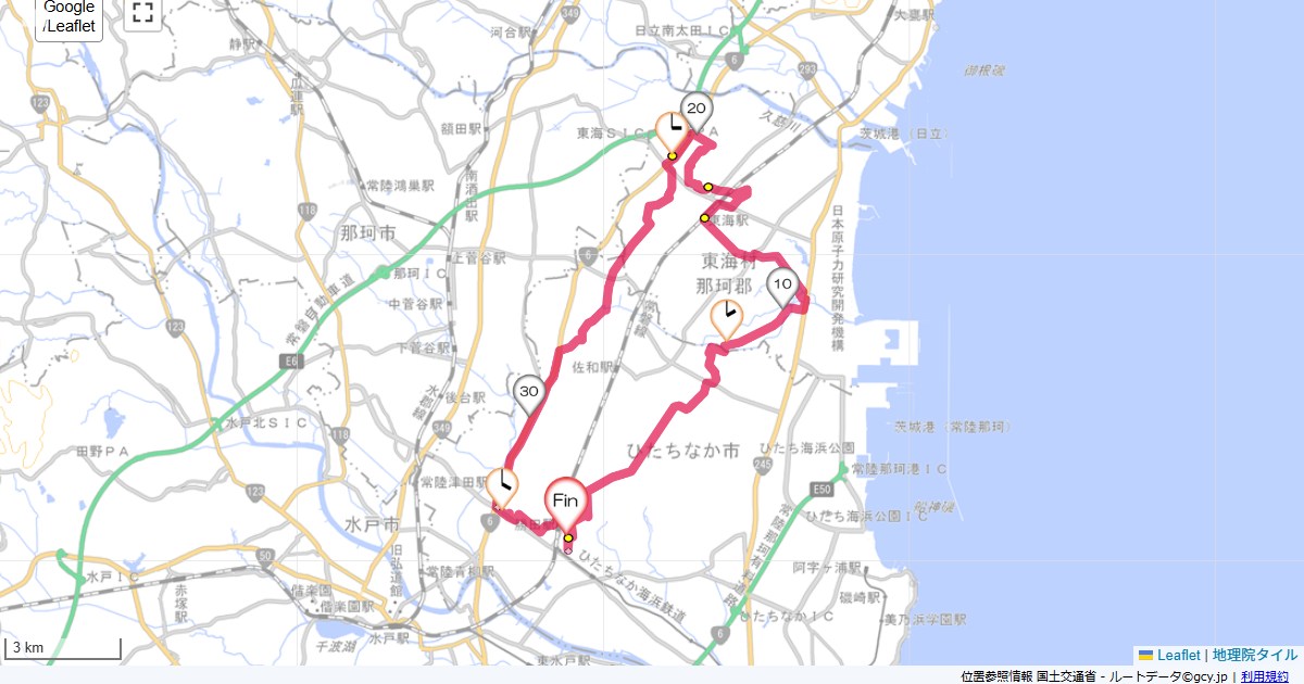 東海村ホテルクラウンヒルズ勝田,ホテルクラウンヒルズ勝田,サイクリング,地図,記録,自転車