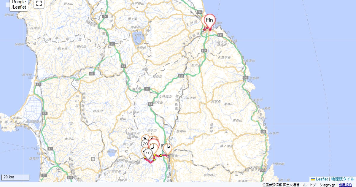 小岩井農場と八戸雫石リゾートホテル,ドーミーイン八戸,サイクリング,地図,記録,自転車