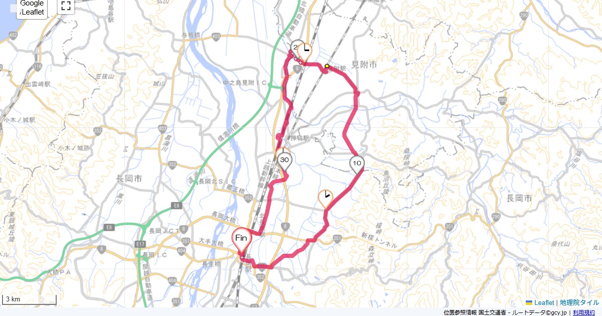 長岡見附長岡駅,長岡駅,サイクリング,地図,記録,自転車