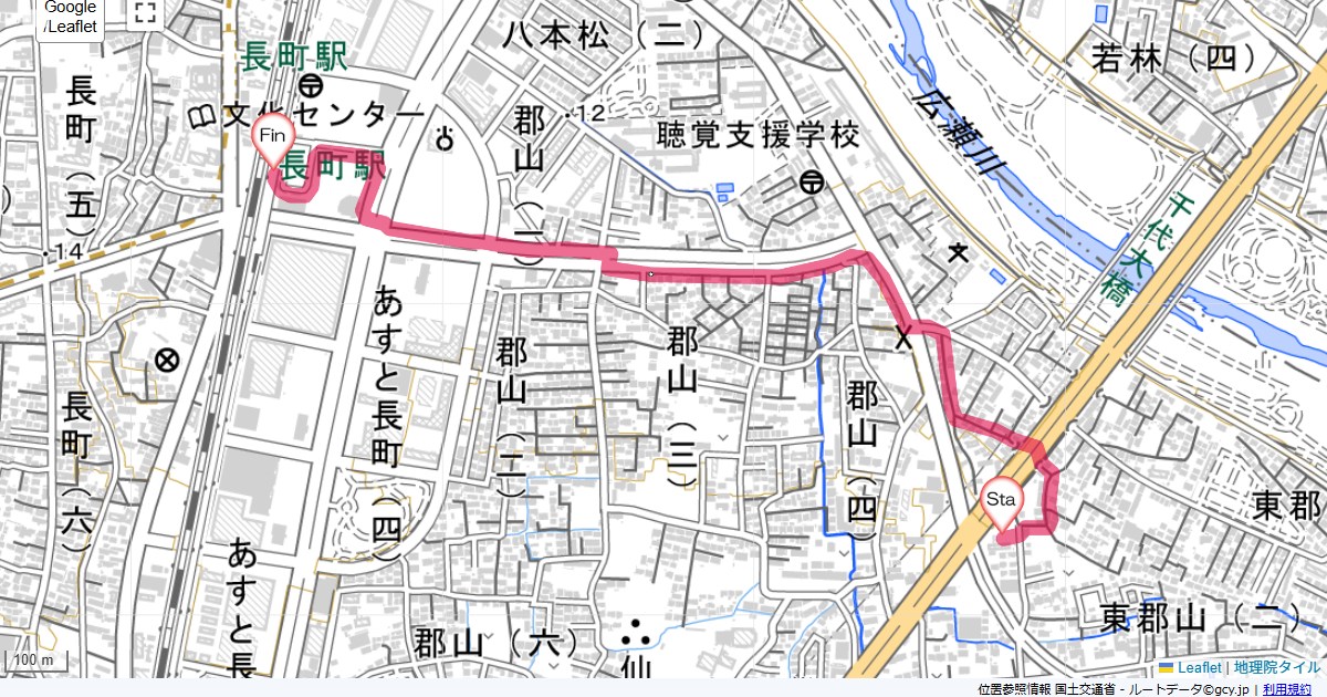 長町ルートイン長町,長町駅,サイクリング,地図,記録,自転車