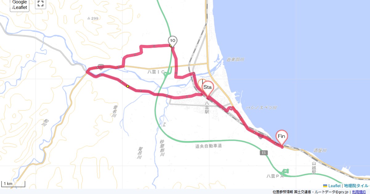 八雲周回八雲駅,八雲遊楽亭,サイクリング,地図,記録,自転車