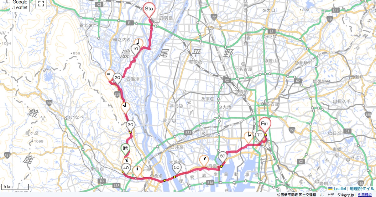 岐阜羽島から桑名・熱田羽鳥デイリーホテル,熱田駅,サイクリング,地図,記録,自転車