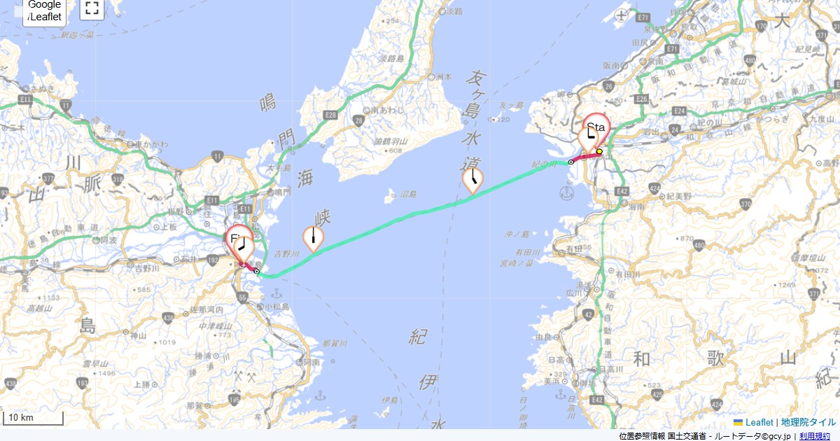 和歌山から徳島和歌山駅,メイアップ徳島,サイクリング,地図,記録,自転車