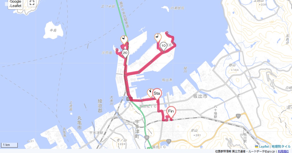 坂出坂出グランドホテル,坂出駅,サイクリング,地図,記録,自転車