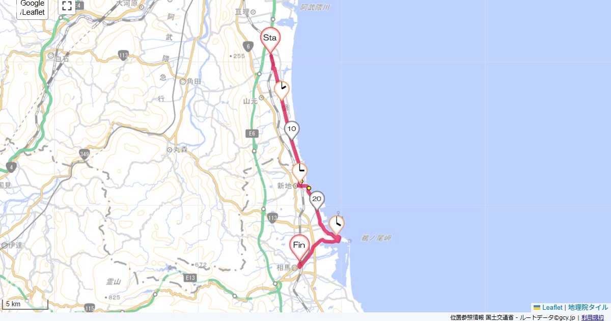 浜吉田から相馬浜吉田駅,相馬ステーションホテル,サイクリング,地図,記録,自転車