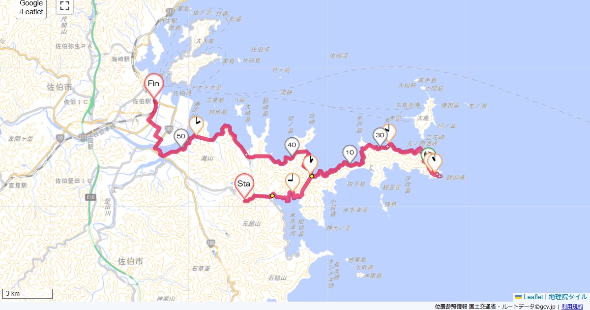 鶴御崎浦代トンネル出口,佐伯市駅前,サイクリング,地図,記録,自転車