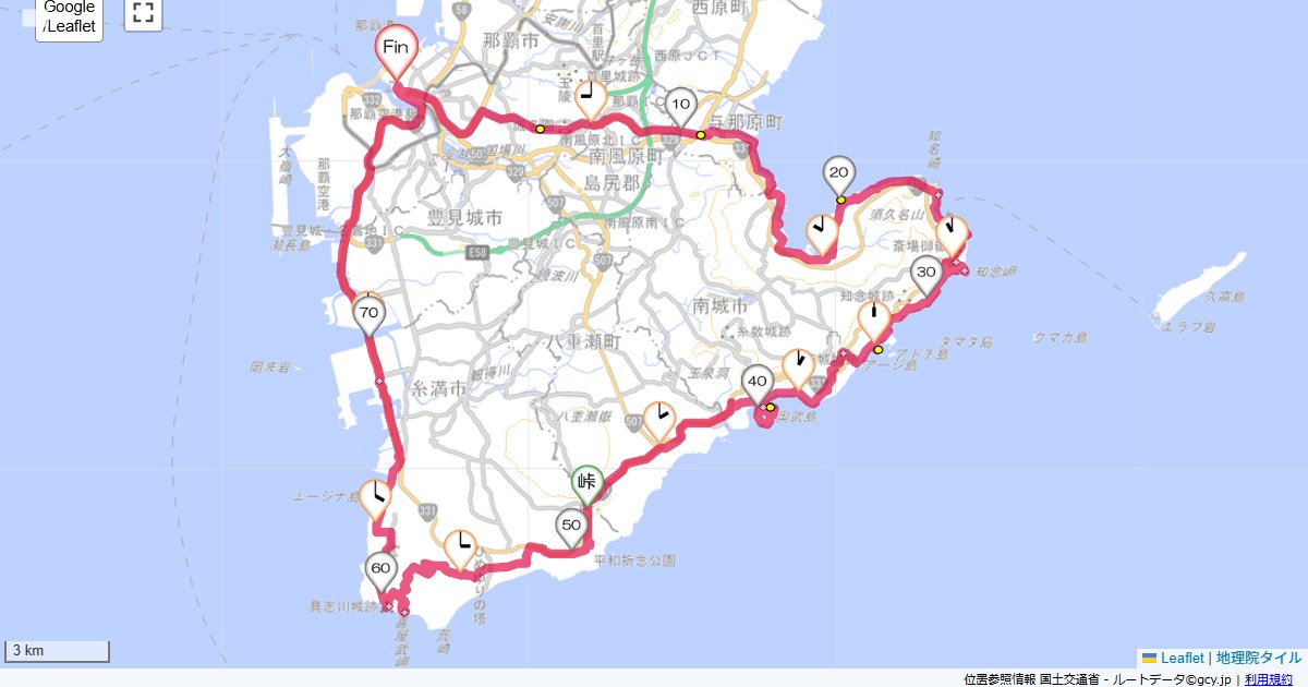 沖縄南部周回ルートイングランティア那覇,ルートイングランティア那覇,サイクリング,地図,記録,自転車