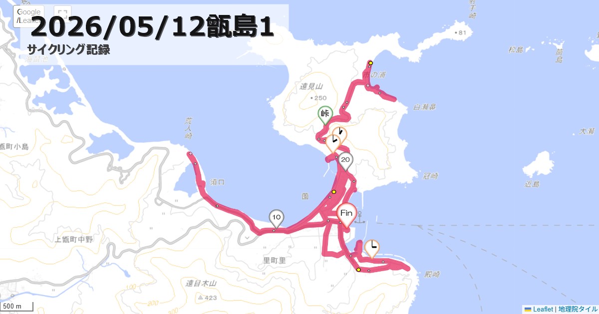 甑島1ホテルコシキアイランド,ホテルコシキアイランド,サイクリング,地図,記録,自転車
