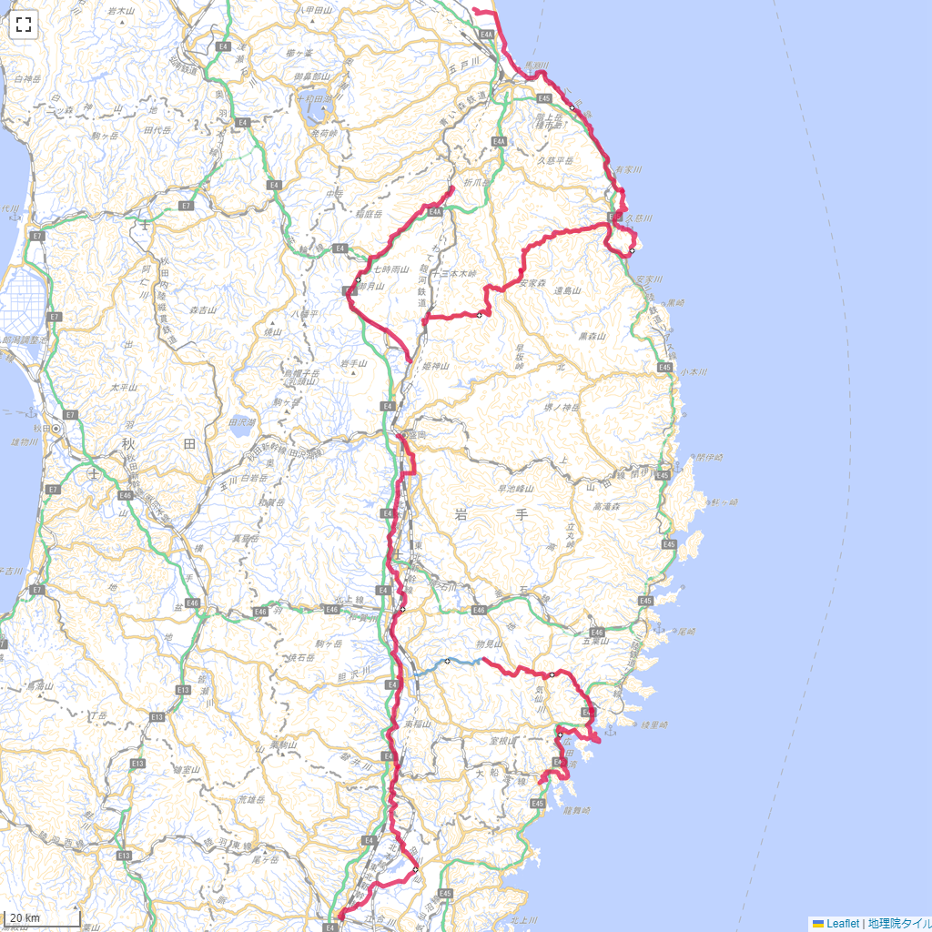 岩手県,サイクリング,地図,記録,自転車