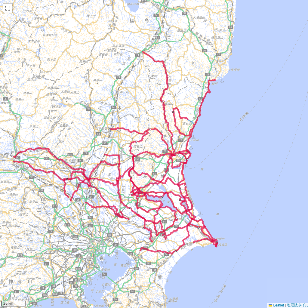 茨城県,サイクリング,地図,記録,自転車